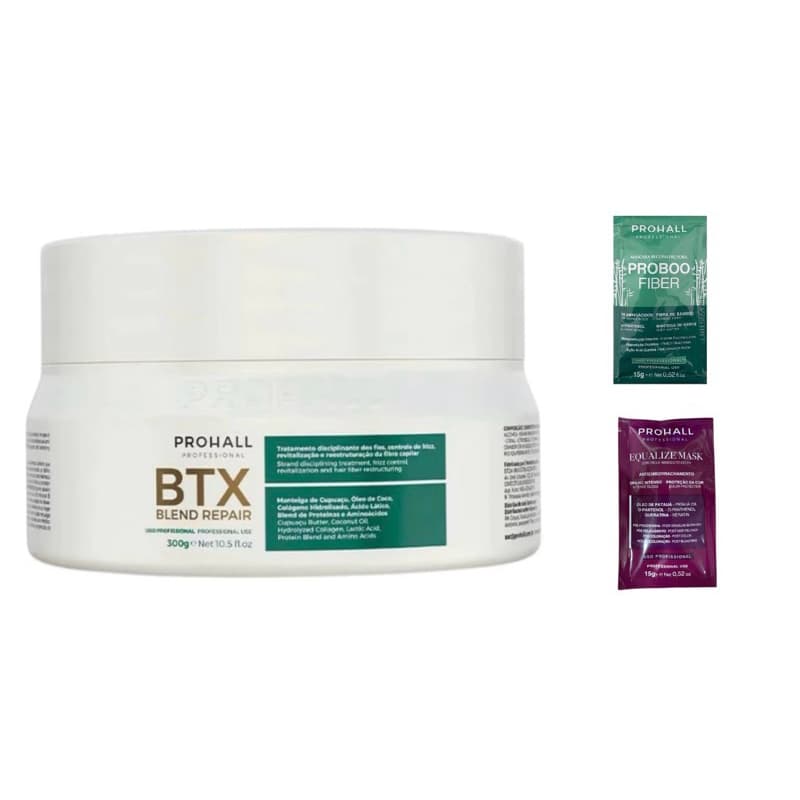 Btox / Btx Capilar Orgânico Sem Formol Blend Repair - Prohall Professional - 300g + 2 Sachês Hidratação Prohall