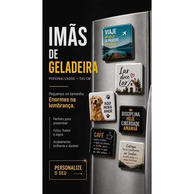 Ímã de Geladeira Personalizado 5x5cm – Lembrancinha Exclusiva para Qualquer Ocasião!