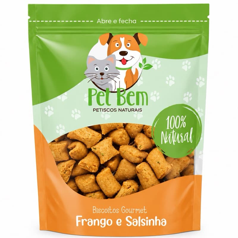 Biscoito Natural para Cachorro e Gato Frango e Salsinha 100g | Petisco Gourmet 100% Natural Pet Bem