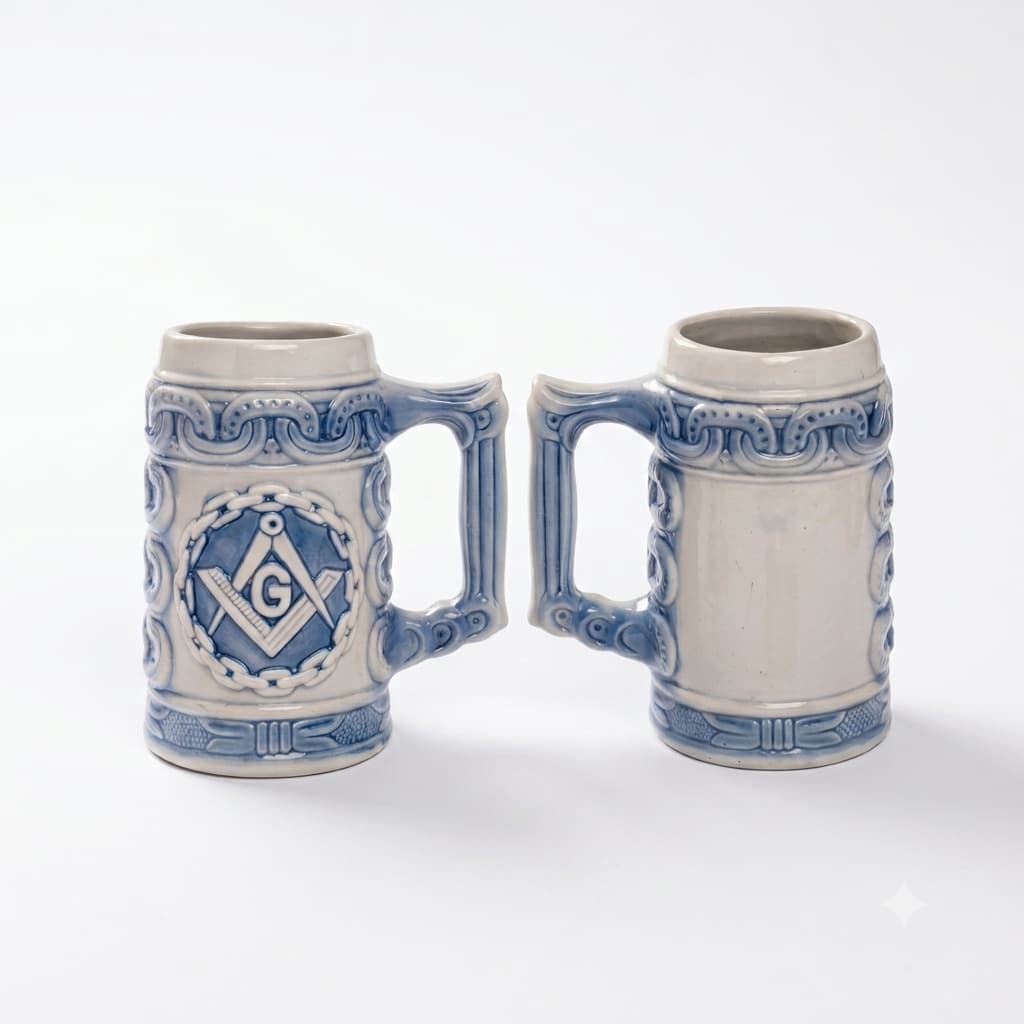 Caneca De Chopp Maçonaria Alto Relevo Tradicional Personalizada de Porcelana