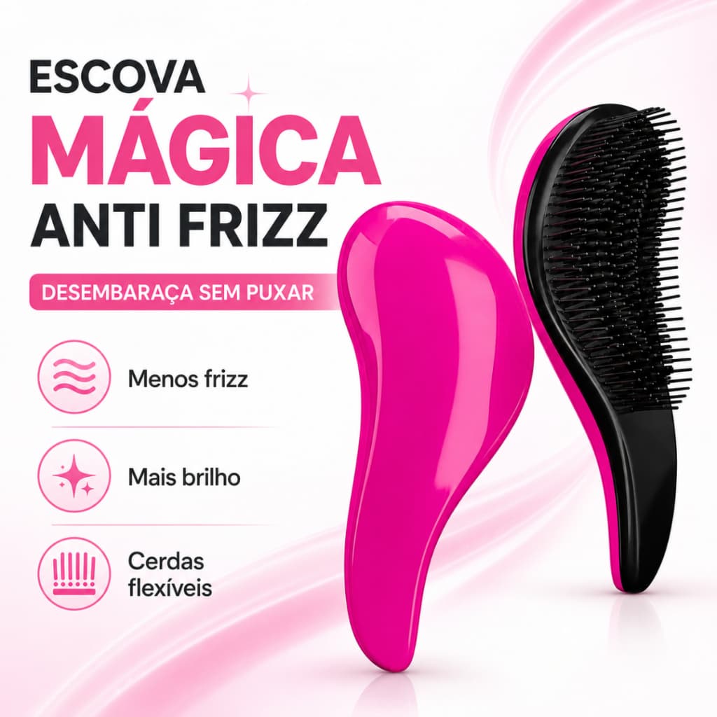Escova Mágica Anti Frizz Desembaraçadora Para Cabelo Cor Sortida