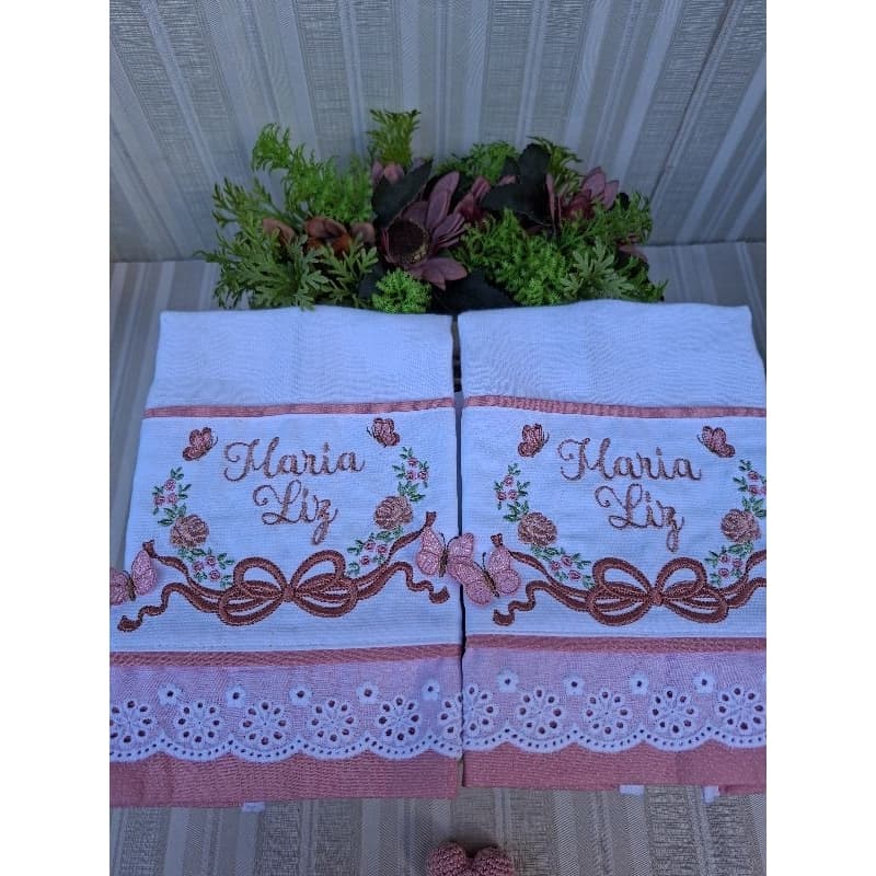 Kit 2 Fralda de boca bebê personalizada bordada maternidade enxoval