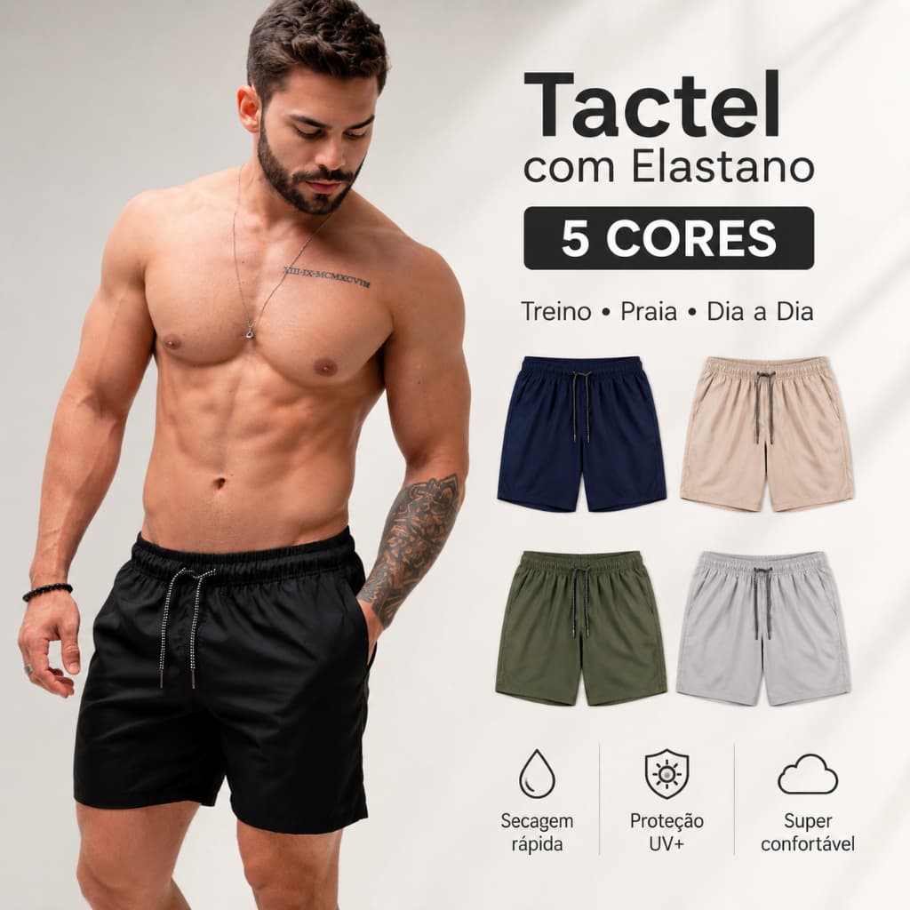 Bermuda Masculina Homem Short Microfibra Tactel Elastano Academia Treino Praia Corrida Premium