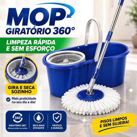 Mop Giratório 360º com Balde Duplo - Sortido Sistema inovador de rotação 360 graus