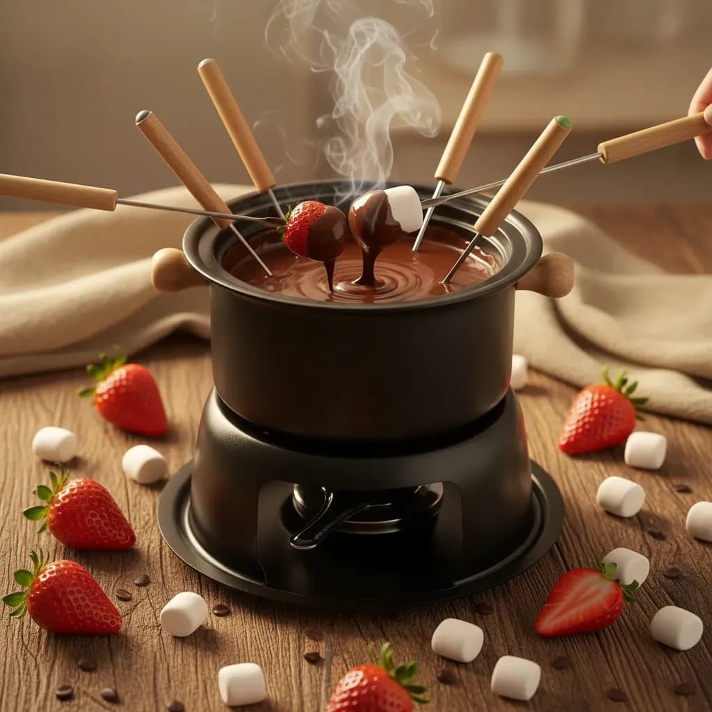 Kit Fondue Completo 11 Peças Aço Inox 1800ml 6 Pessoas
