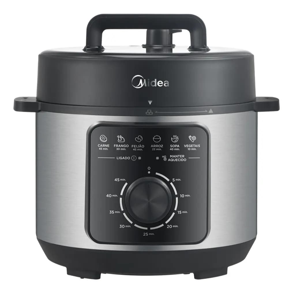 Panela Elétrica Mecânica Pressão 4l Preta E Inox Midea 127V