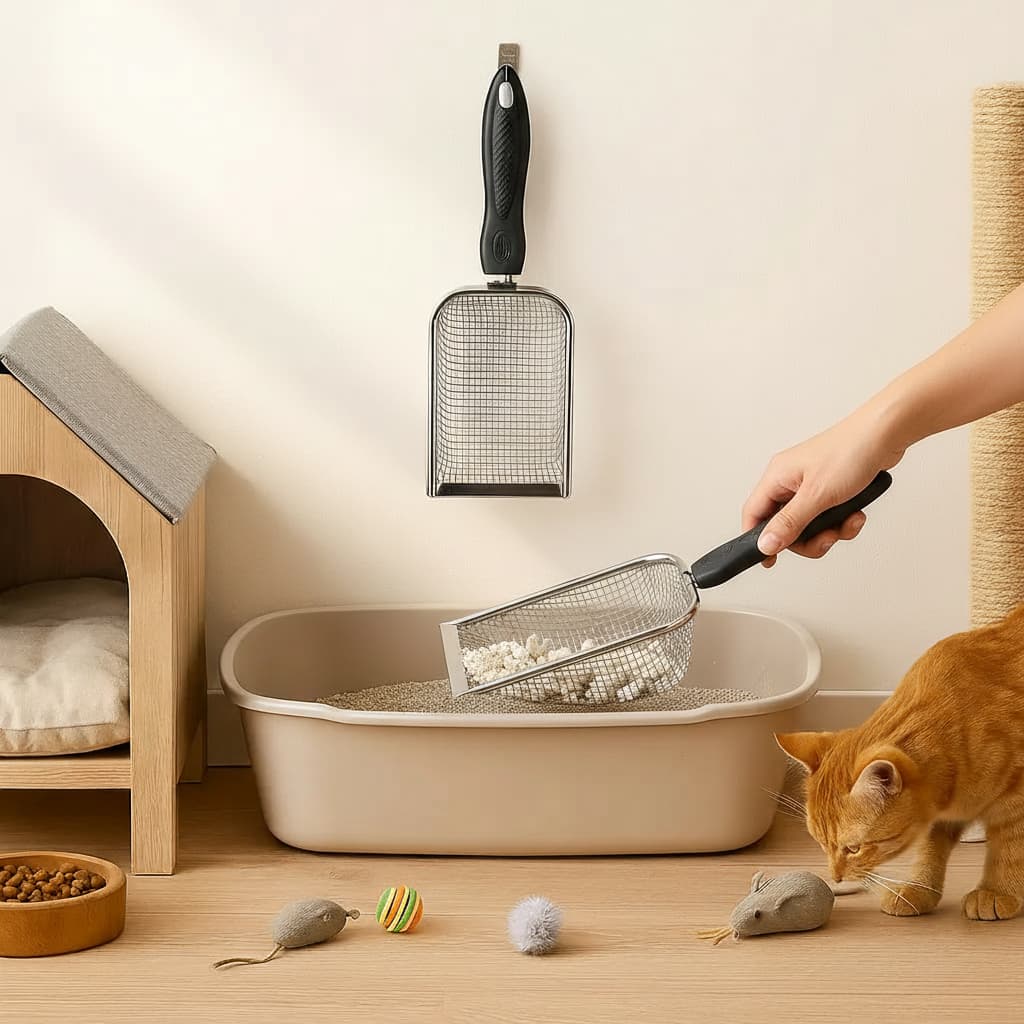 Pá Higiênica Gato Inox Premium Durável Peneira Areia Pet Aço Inoxidável para Caixa de Areia