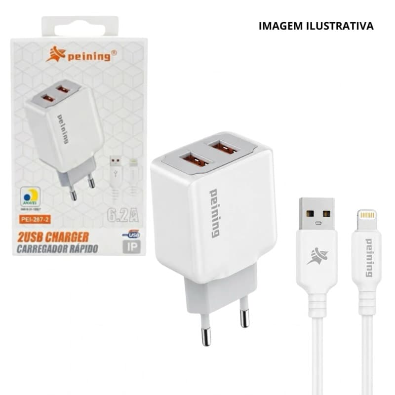 Carregador Ios Com Dual Usb Pei-287-2