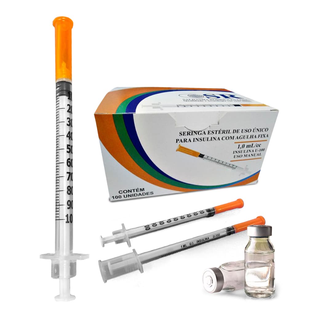 Seringa 1ml agulha fixa 6x0,25mm ultra fina SR insulina botóx  procedimentos estéticos  médicos  SR