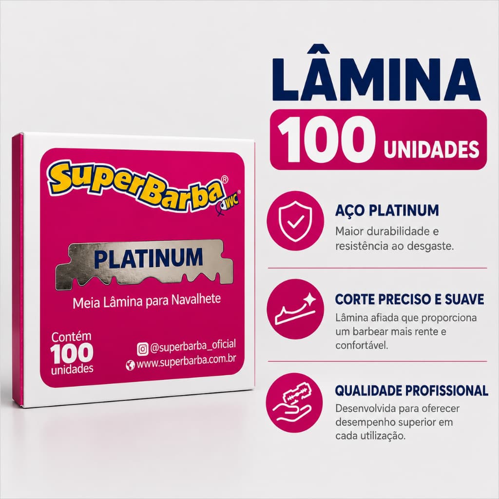 Cartela Lâmina De Barbear Inox Super Barba  Platinum Rosa 100