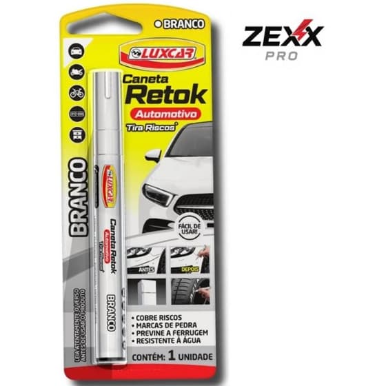 Caneta Reparadora De Pintura Tira Risco Luxcar De Carro Motos - Cor Branca