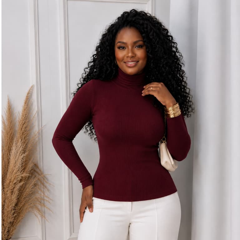 Blusa Cacharrel Feminina Gola Alta Canelada Blusinha Manga Longa Inverno Frio Segunda Pele Premium Promoção