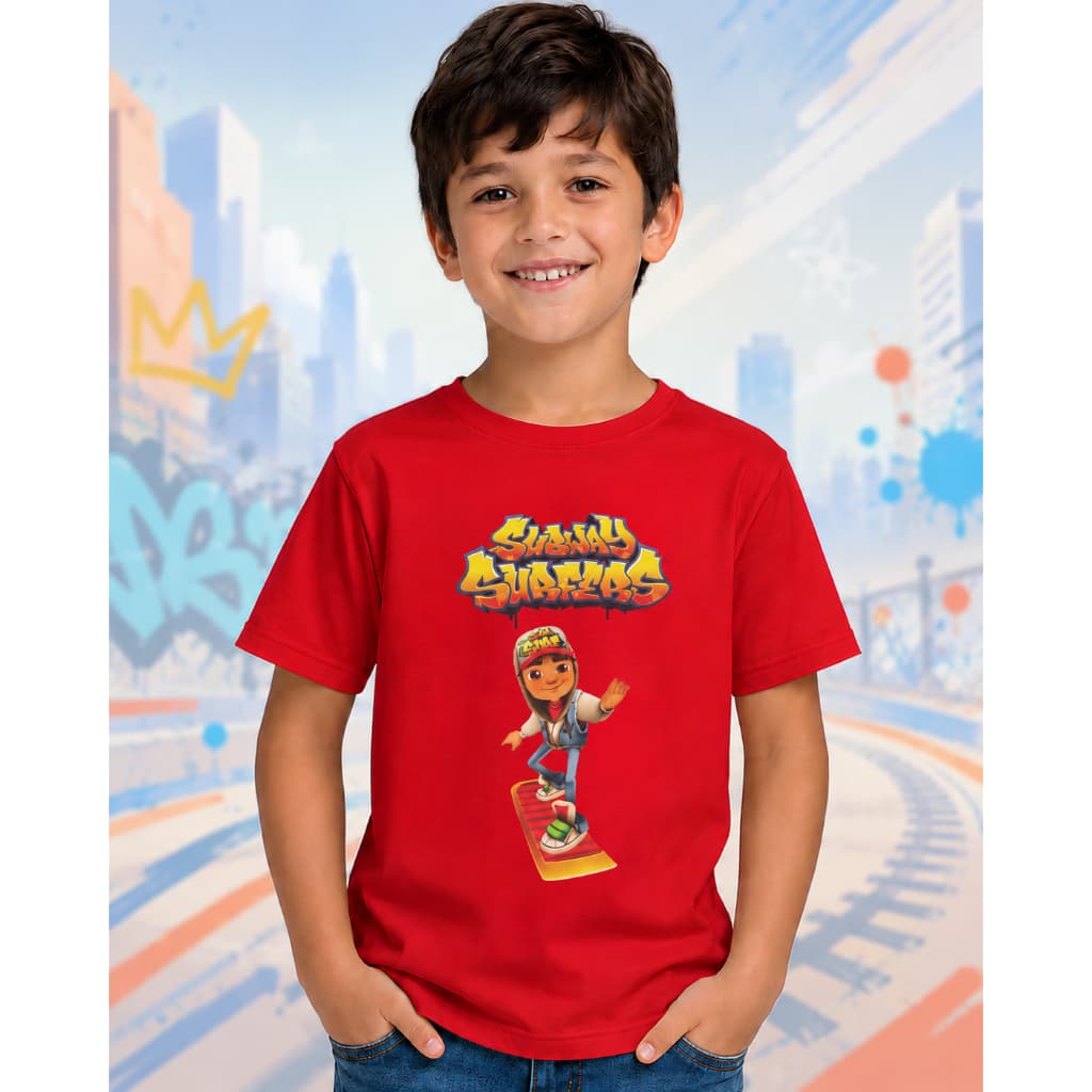 Camiseta Infantil Subway Surfers 100% Algodão