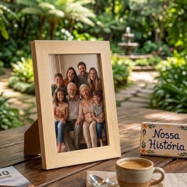 KIT 6 Porta Retrato De Madeira 10x15cm Moldura Para Fotos Mesa Decoração Casa Escritório Presente