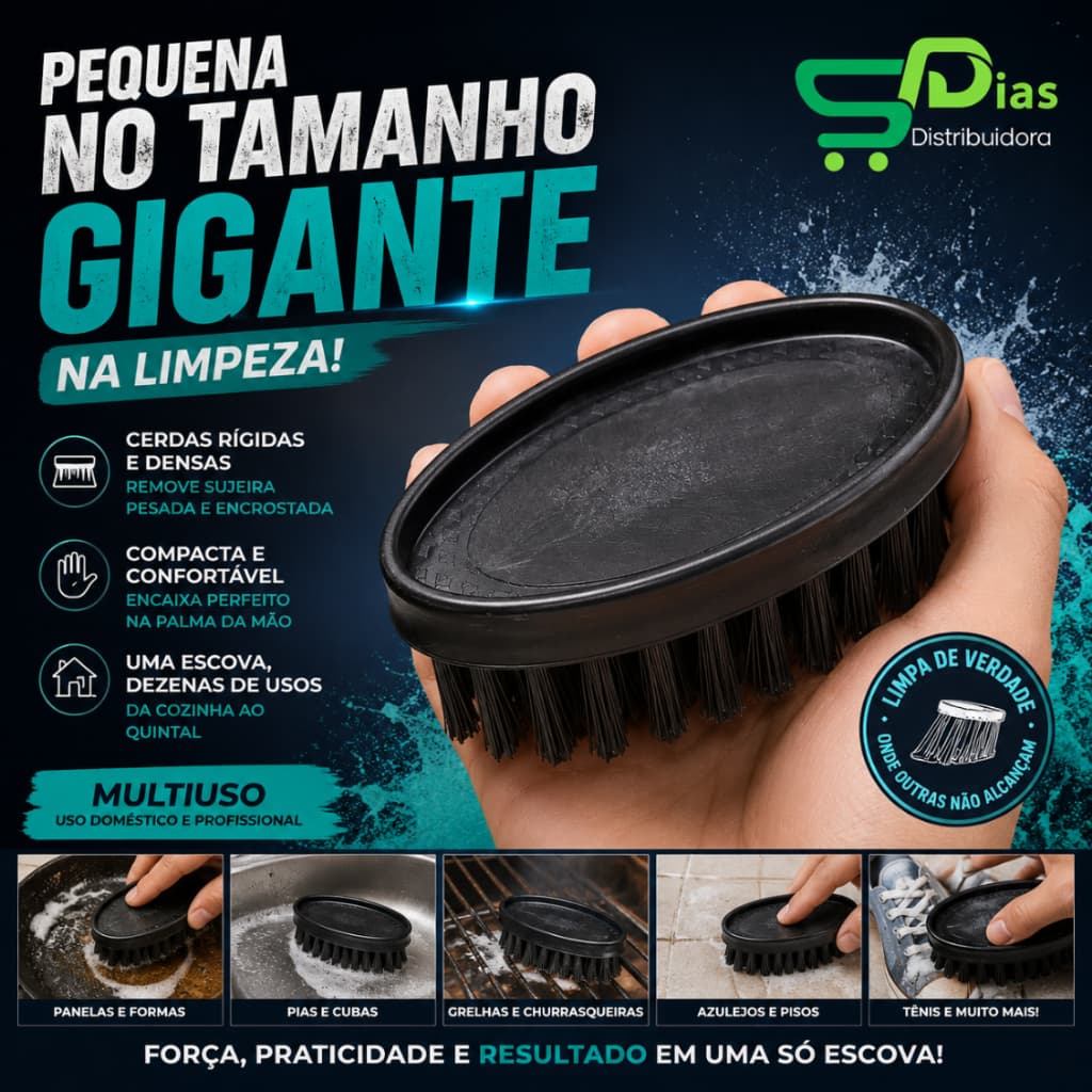 Escova Compacta Limpeza Pesada Cerda Densa Palma da Mão Limpa Panela Grelha Estofado Área Externa
