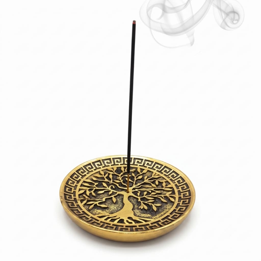 Incensário De Vareta Árvore Da Vida Redondo Dourado 10cm - Escolha seu kit