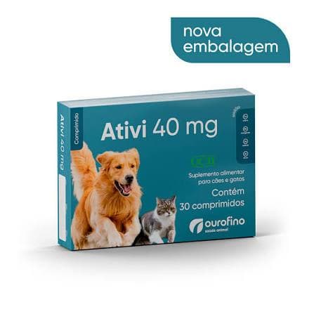 Ativi 40mg 30cps Suplemento UC2 Cães e Gatos - Ourofino Pet