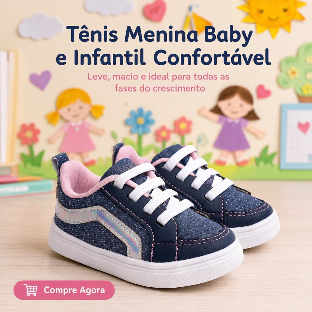 Tenis Menina Baby Leve |  Estilo Casual Com Conforto Premium, Melhor Qualidade | ENTREGA RAPIDA!