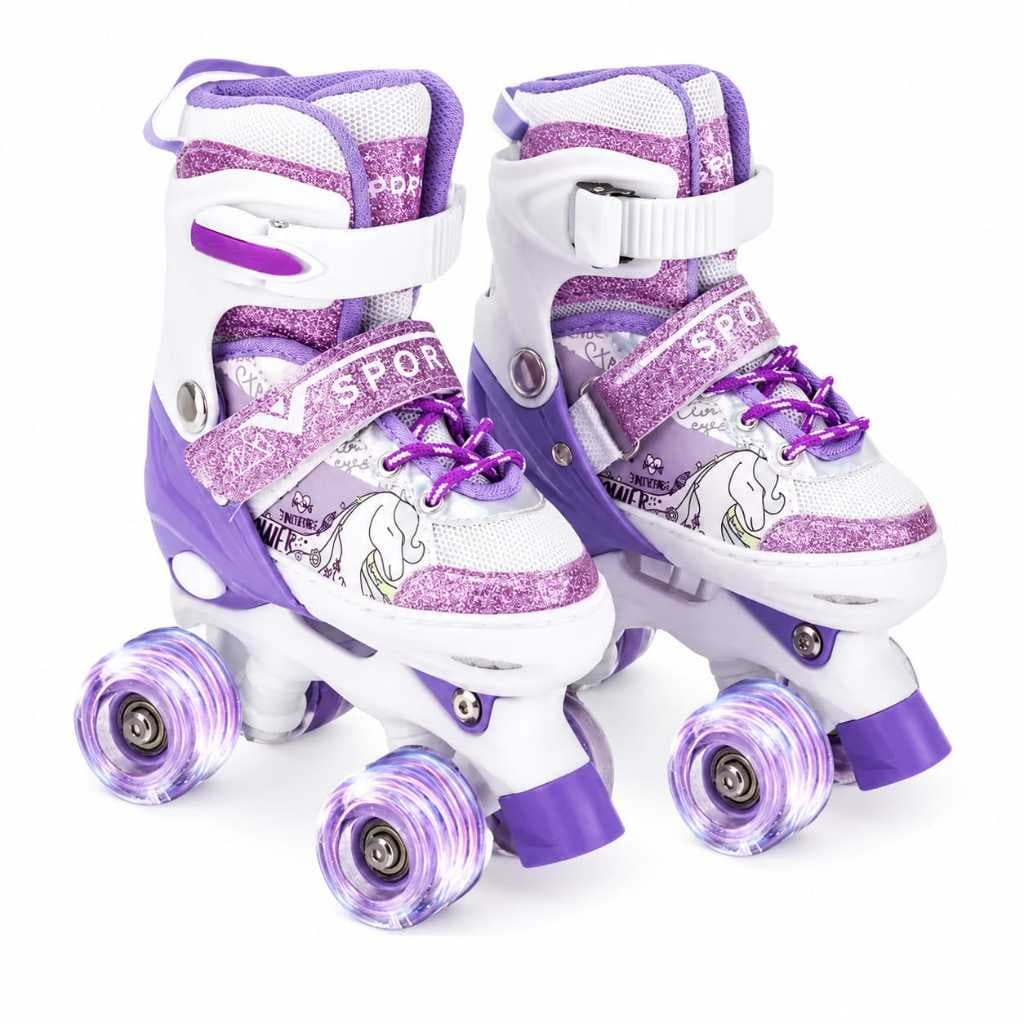 Patins Quad Unicórnio Roxo Lindo Tam./ajustável