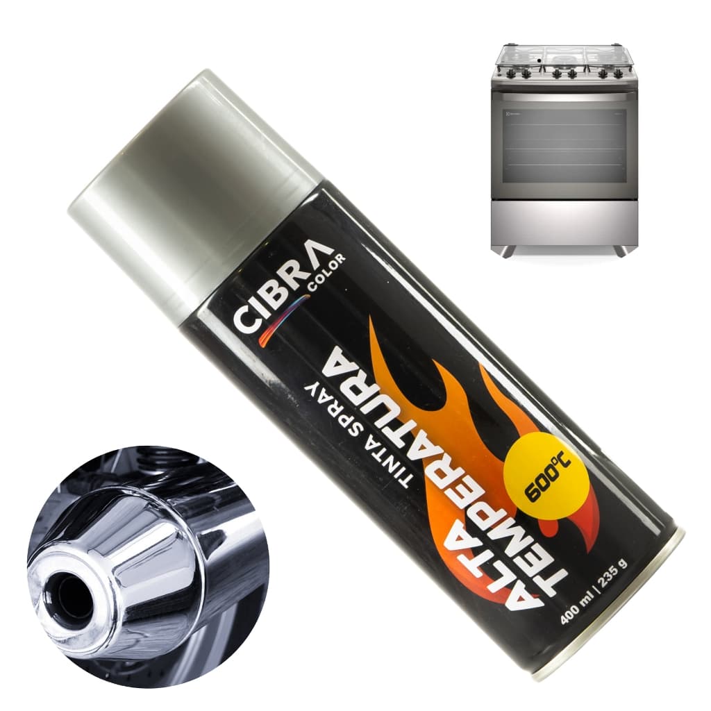 Tinta Spray Alta Temperatura 400ml Uso Geral Automotiva Anti Corrosiva Fogão Escapamento Moto