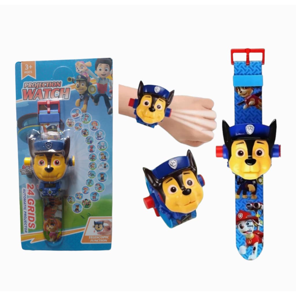 Relógio Infantil Projetor De 24 Imagens 3D Patrulha Canina - Marshall !!! Boneco Cachorro Marshall Patrulha Canina