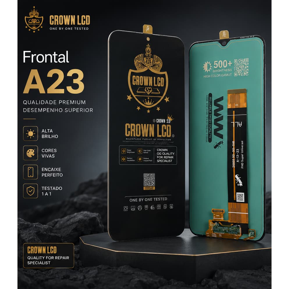 Frontal A23 Crown LCD Premium – Tela de Reposição Alta Qualidade com Alto Brilho e Cores Vivas