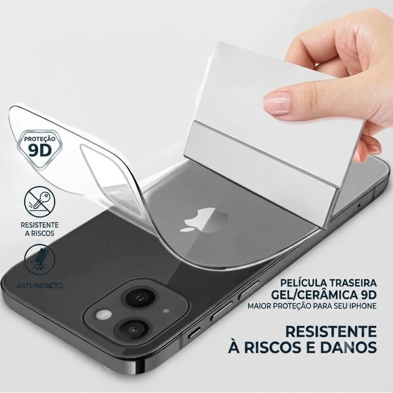 Película Traseira Protetora Cerâmica 9D para Iphone Antirisco xr/11/12/13/14/15/16/17
