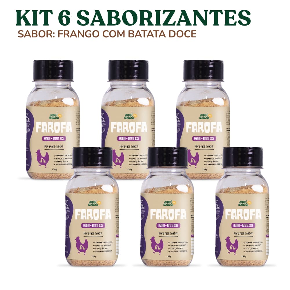 KIT 6 Saborizante Natural para Ração Pet Frango com Batata Doce 150g - Cães e Gatos