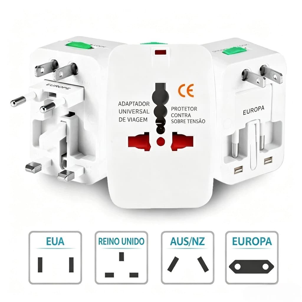 Conversor de tomada universal tudo em um, adaptador portátil para viagens em mais de 150 países