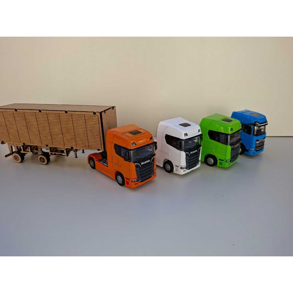 kit Miniatura Caminhão  Trucado 6x2 1:50 Luz Som ecarroceria de mdf