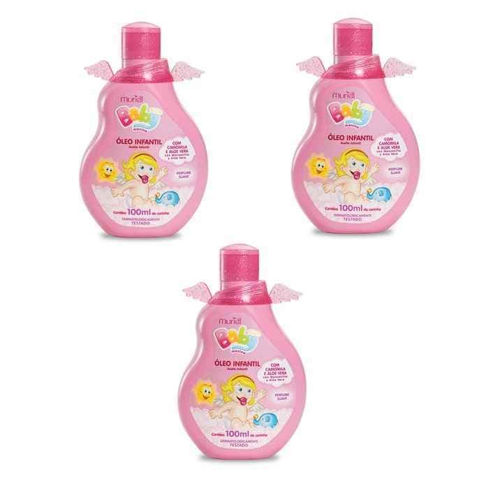 Kit 3 peças Oleo Muriel Baby Infantil Menina Frasco 100 ml
