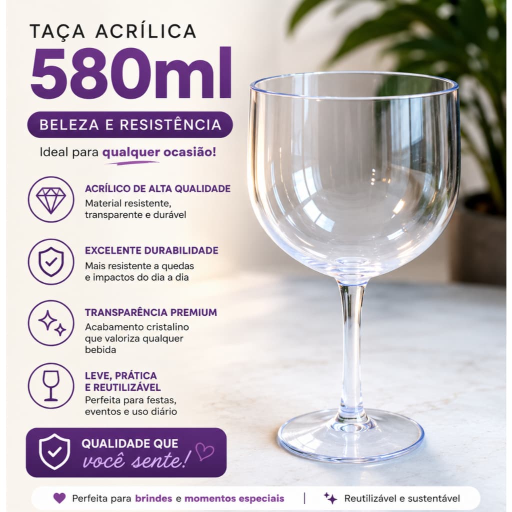 Kit 20 taças de Gin 580ml Transparente SEM PERSONALIZAÇÃO