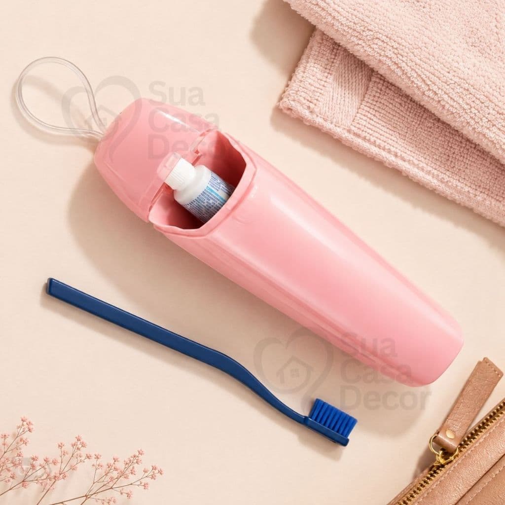 Porta Escova De Dente e Creme Dental Estojo Para Bolsa Mala Viagem Academia Portátil Ou