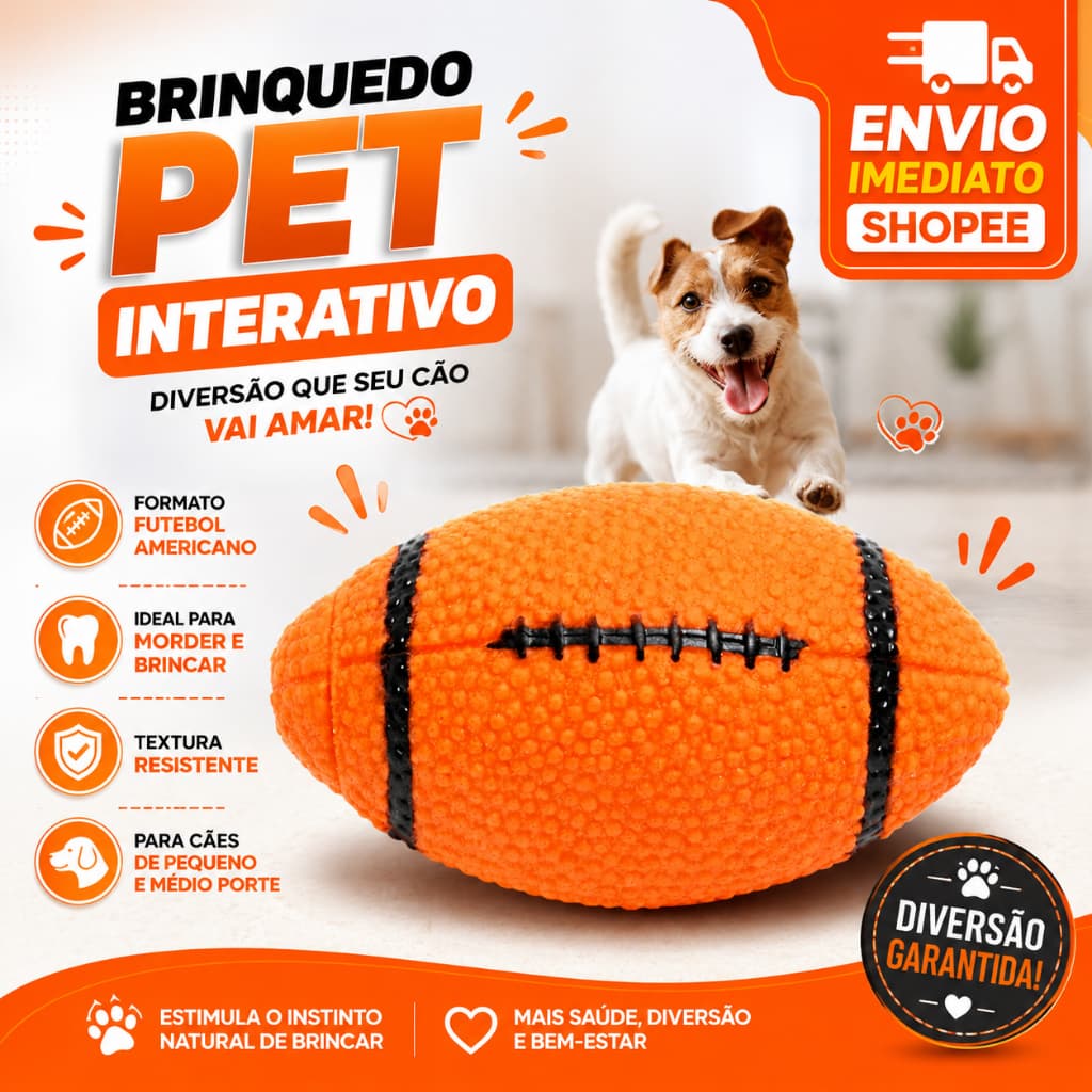 Brinquedo Pet Bola de Futebol Americano para Cachorros – Mordedor Interativo