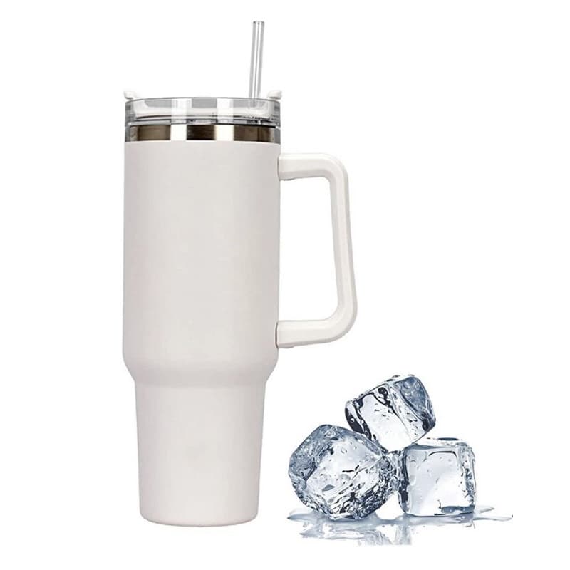 Copo Térmico 1200ml Aço Inox 40oz com Alça Tampa e Canudo Mantém Gelado Quente 1,2L