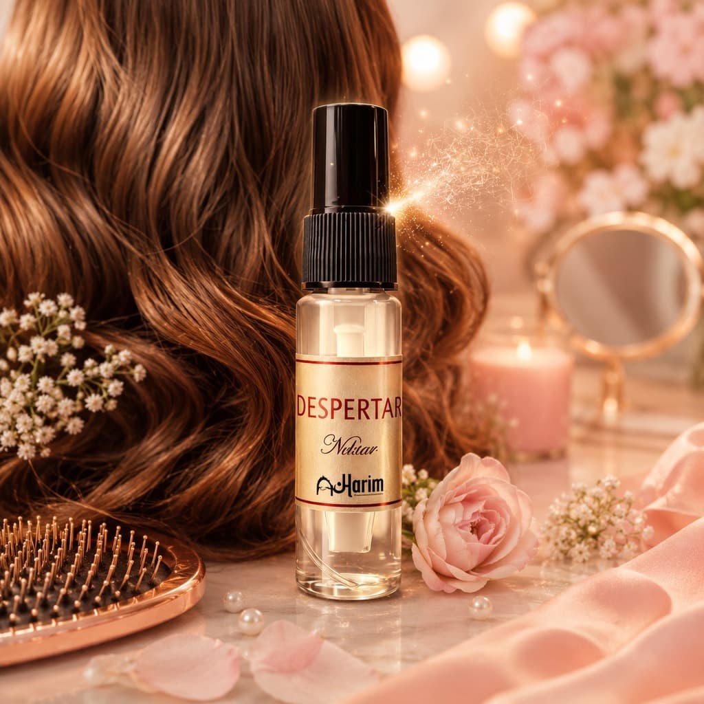 Perfume Capilar Feminino Árabe Despertar Harim 15ml Alta Fixação Brilho e Perfumação para Cabelos
