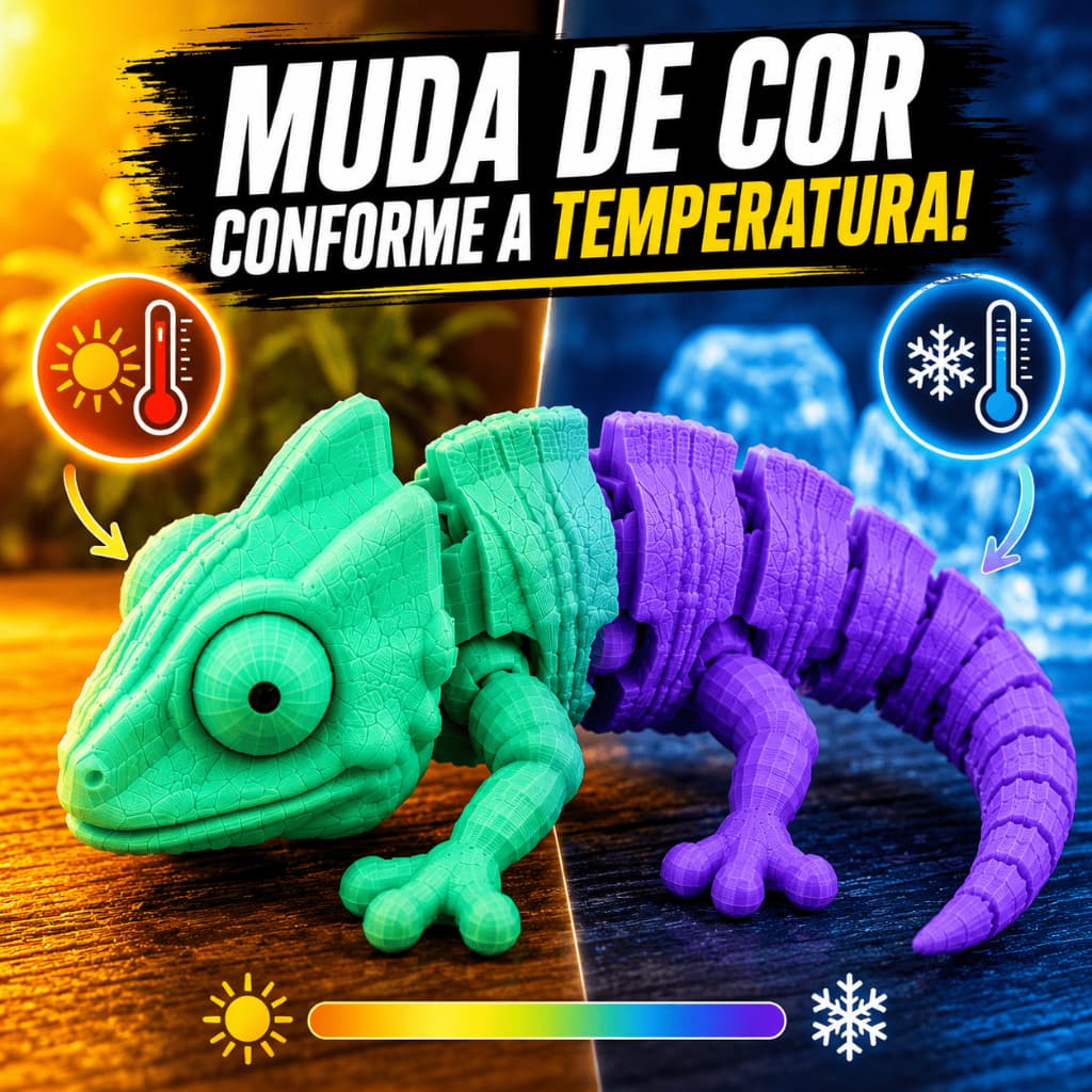 Camaleão Sensorial Articulado que Muda de Cor | Fidget Toy Antiestresse Decorativo Presente Criativo 18cm