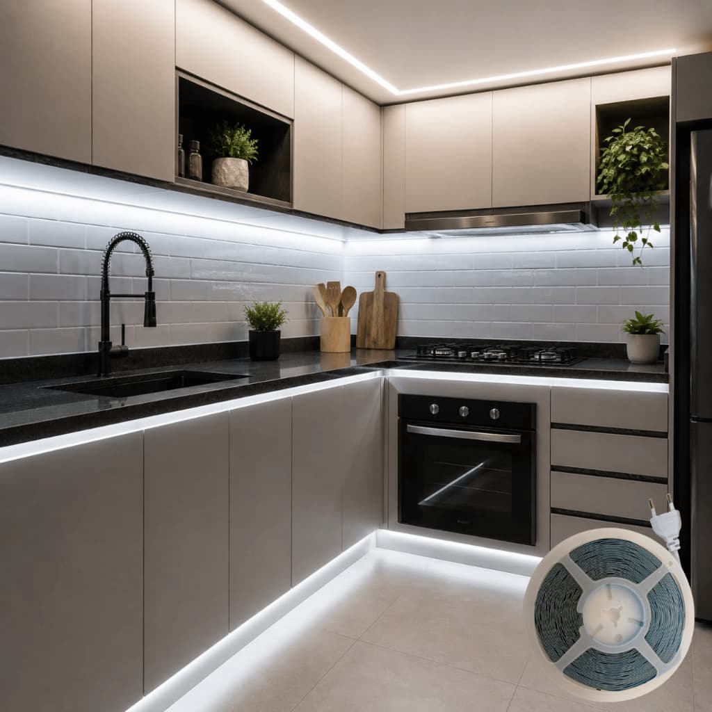 Fita LED 220V 10 Metros 120 LEDs/M Branco Frio 6000K ou Branco Quente 3000K ou Branco Neutro 4000k Cor à Escolha