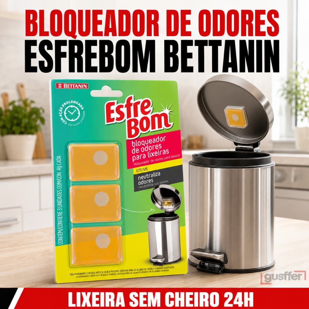 Bloqueador de Odores para Lixeira Anti Odor Antiodor Fraldas Banheiro EsfreBom Bettanin Citrus Kit