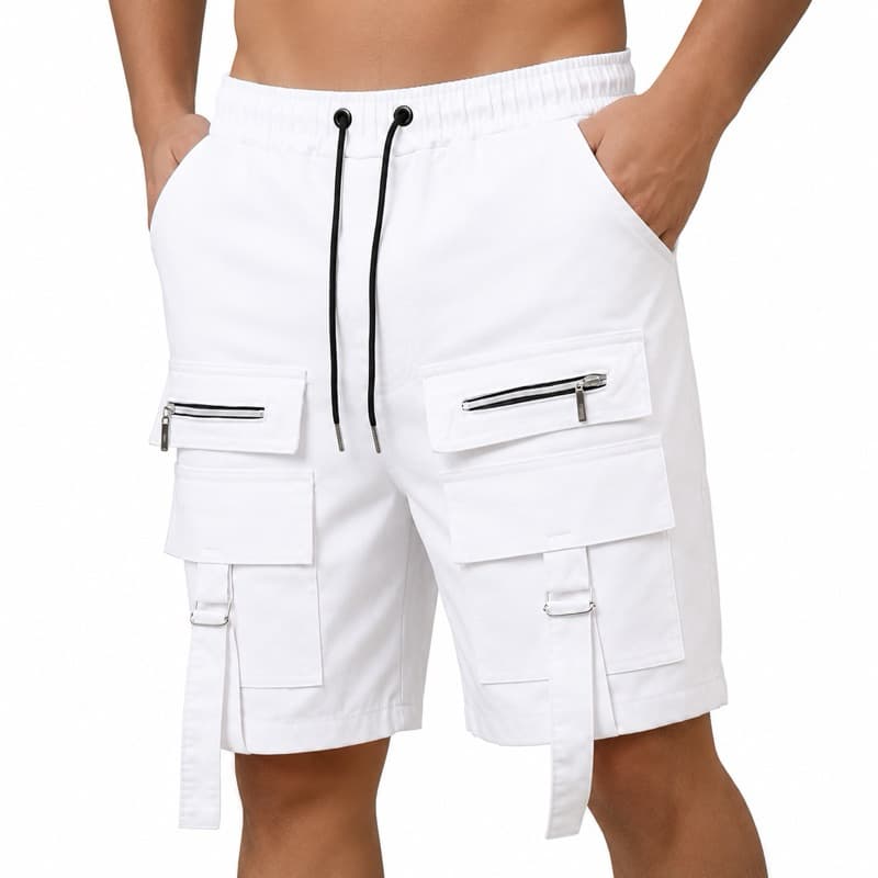 Bermuda Cargo Masculino Premium Streetwear com Zíper e Fitas 4 Abas