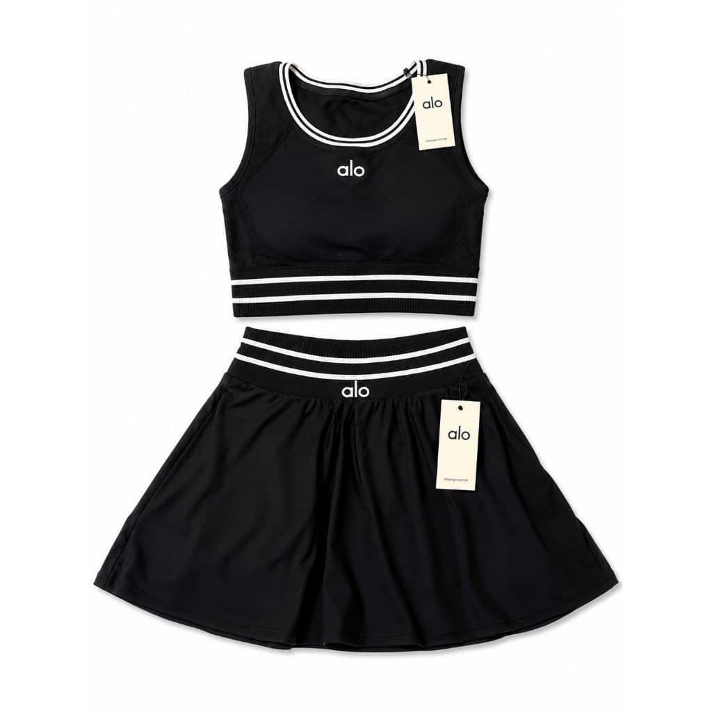 Conjunto Fitness Feminino Top + Saia Shorts Interno Premium