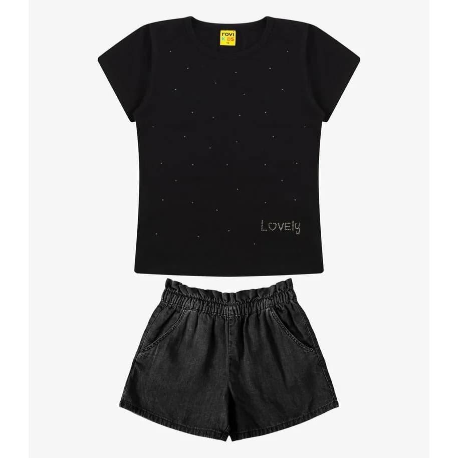 Conjunto Infantil Feminino Blusa Com Shorts Rovitex Kids