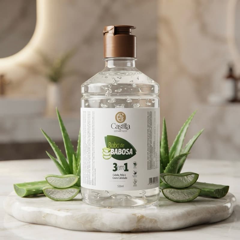 Baba de Babosa 520ml Castilla Gel Hidratante Cabelo Pele 3em1 Nova Embalagem