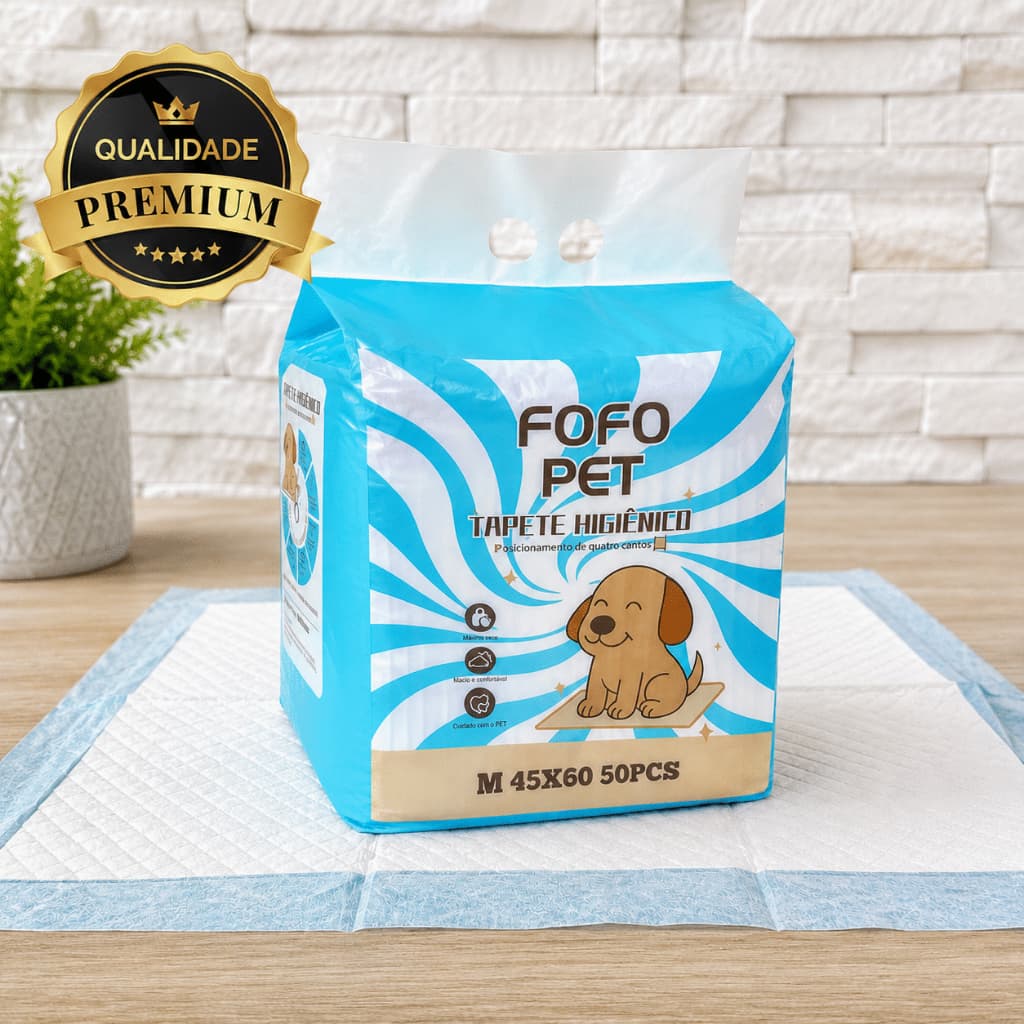 Kit 50 Tapete Pet Higiênico Grande Absorvente Cachorro Sanitário Adestramento Banheiro Fralda Xixi