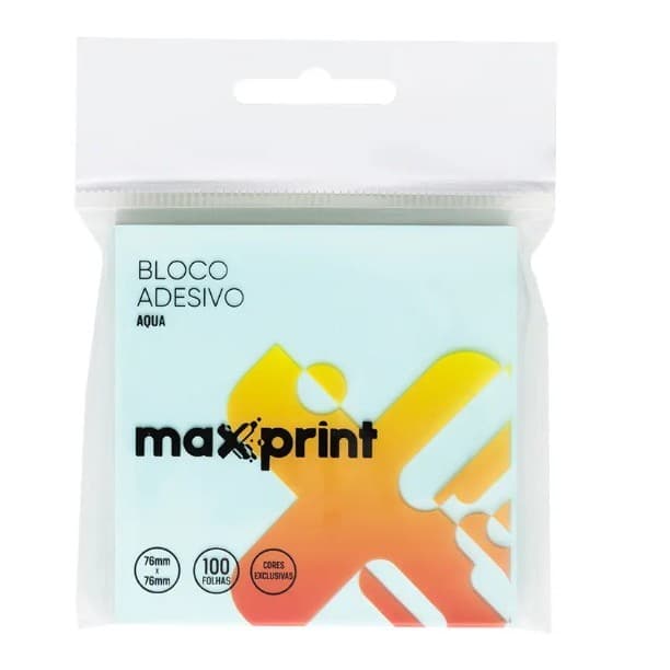 Bloco Adesivo Médio 76x76mm Linha Hope Maxprint 100 Folhas Reposicionável Post-it para Escritório Escola