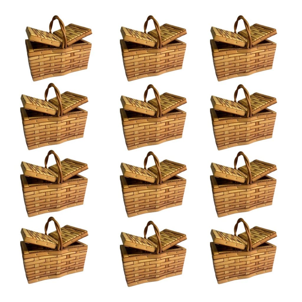 KIT MINI 12 Cestas Piquenique Fibra Sintética e Com Alça de Fio Sintético Tamanho 22X14X12 Lembrancinha Brinde