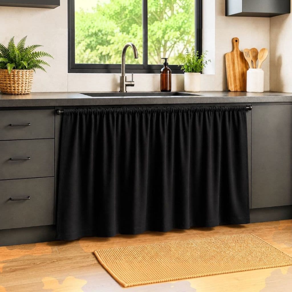 Cortina de Pia Cozinha Moderna Lisa Uma Parte Só 1,40m x 0,80cm Cortina Pequena