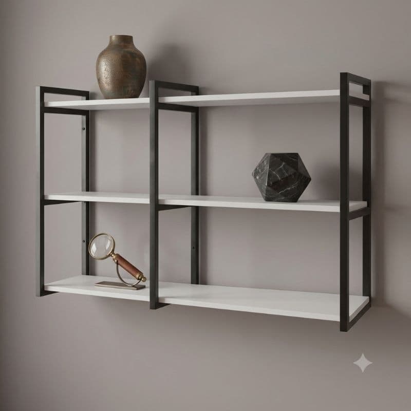 Kit Prateleira Dupla Estilo Industrial Metalon Quarto, Sala, Banheiro, Cozinha Mais