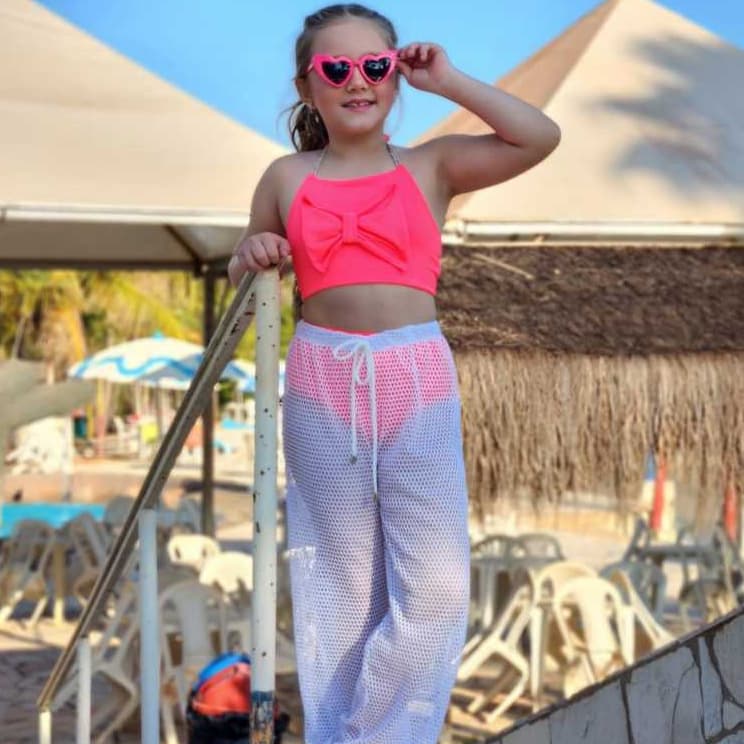 Kit Biquini,Top e Calça Saida de Praia Feminino Infantil Confortavel