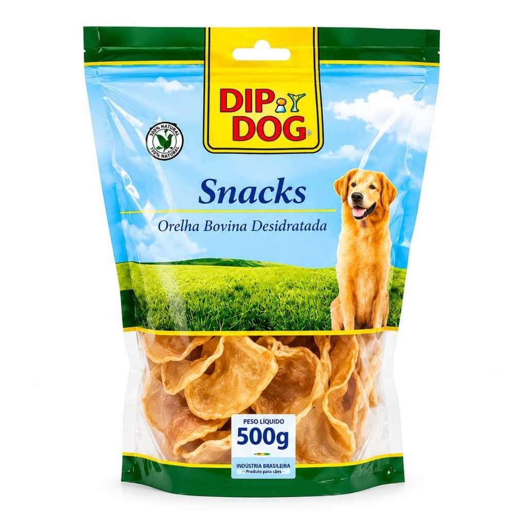 Mordedores Brinquedos Naturais DipDog Orelhas Desidratadas Cães todos os Portes Sachê 500G Variaveis